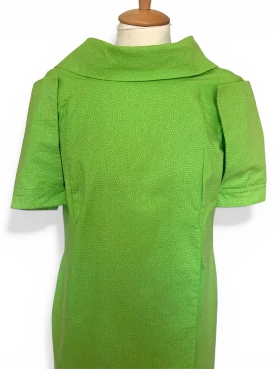 Handmade Architectural Lime Green Cotton Shift Dress - Avant Garde Mini - Picture 9 of 12